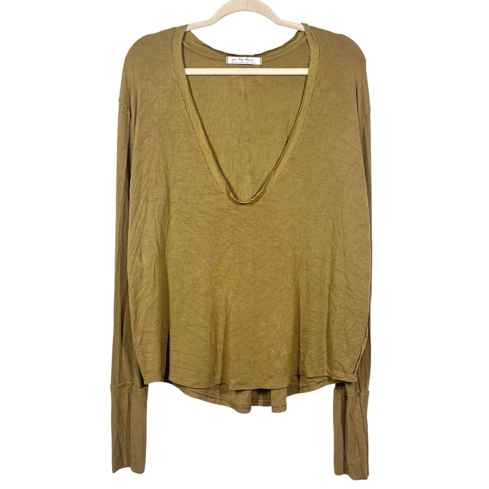 We The Free FP Real One Long Sleeve Top Siz L Python Relaxed Boho Grunge Earthy